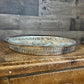 Vintage Oneida Round Silverplated Tray with Raised Reticulated Rim and Divided Glass Compartment Tray Insert