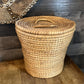 Vintage Woven Seagrass Lidded Basket