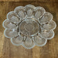 Vintage Clear Glass Egg Serving Dish - Deviled Egg Server - Oyster Plate