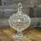 Vintage Small Crystal Pedestal Lidded Candy Dish