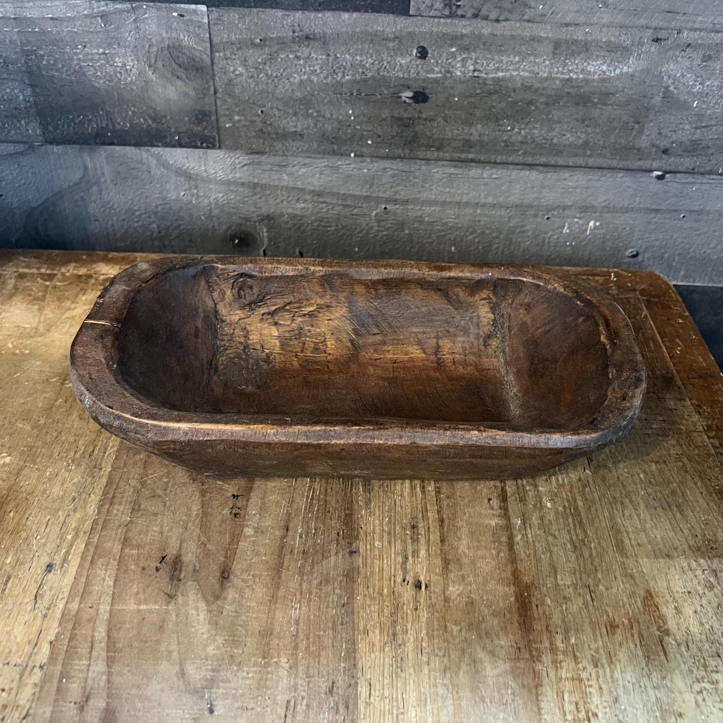 Rustic Hand Carved Wooden Dough Bowl