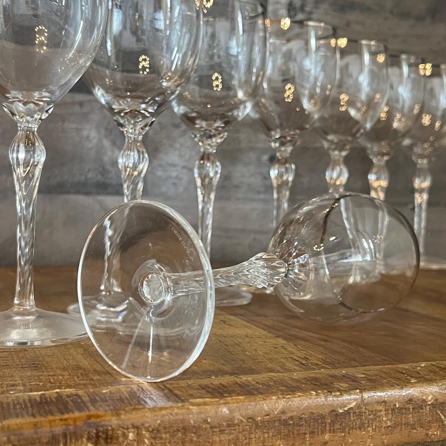 Vintage Lenox Crystal Madison Platinum Rim Wine Glasses - Set of 9