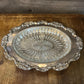 Vintage Poole Lancaster Rose 439 Silverplated Oval Tray with Floral Accent and Crystal Divided Insert