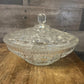 Vintage Federal Glass Clear Windsor Button and Cane Pattern Lidded Candy Dish