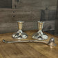 Vintage Pair of Silverplated Candlestick Holders and Long Handled Candle Snuffer