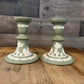 Wedgwood Jasperware Sage Green Candlestick Holders - Pair