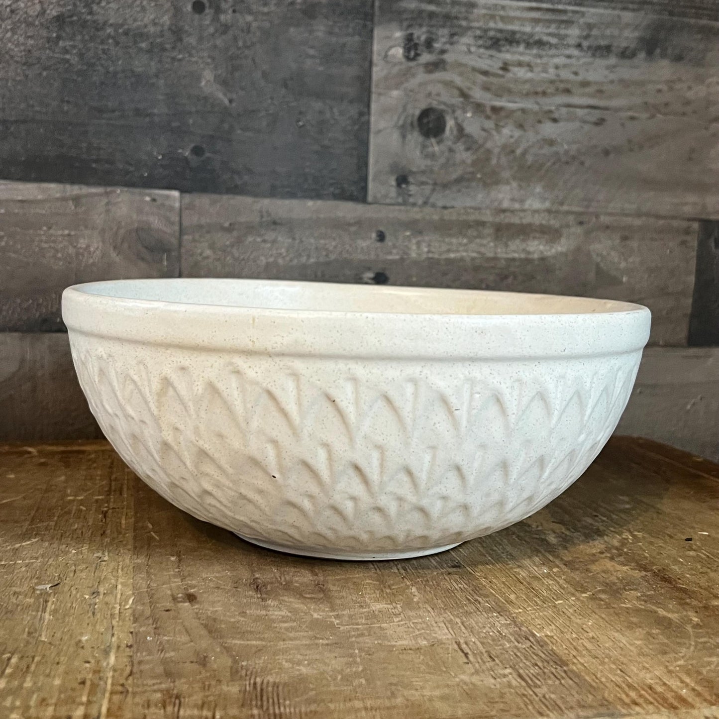 Creamy White Speckled Pottery Bowl