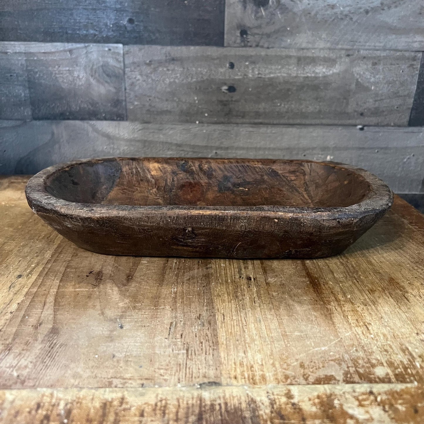 Rustic Hand Carved Wooden Dough Bowl