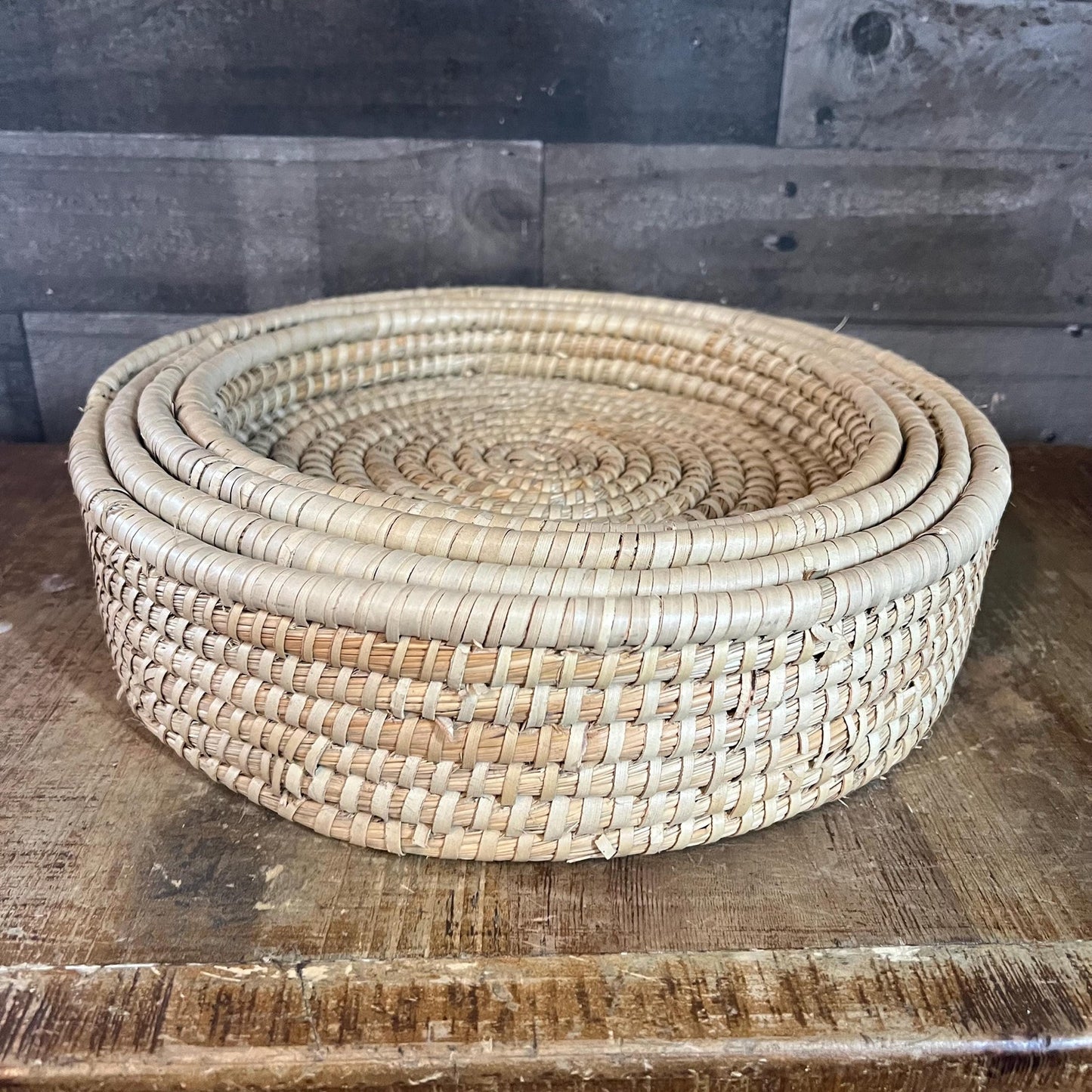 Round Woven Rattan Nesting Trays - Set of 4 Trays