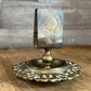 Antique Brass Match Box Holder Stand - Card Holder Stand - Mail Holder Stand
