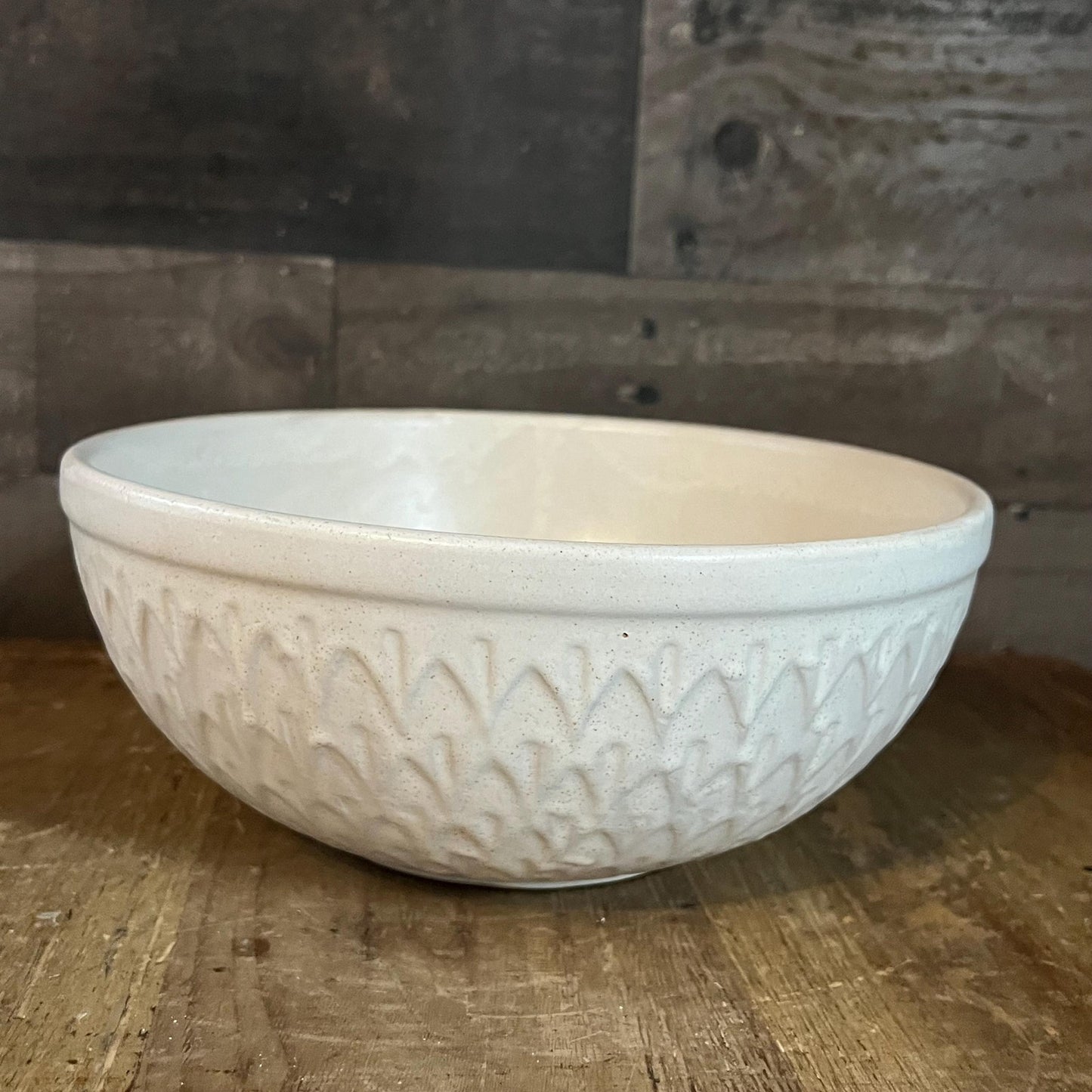 Creamy White Speckled Pottery Bowl