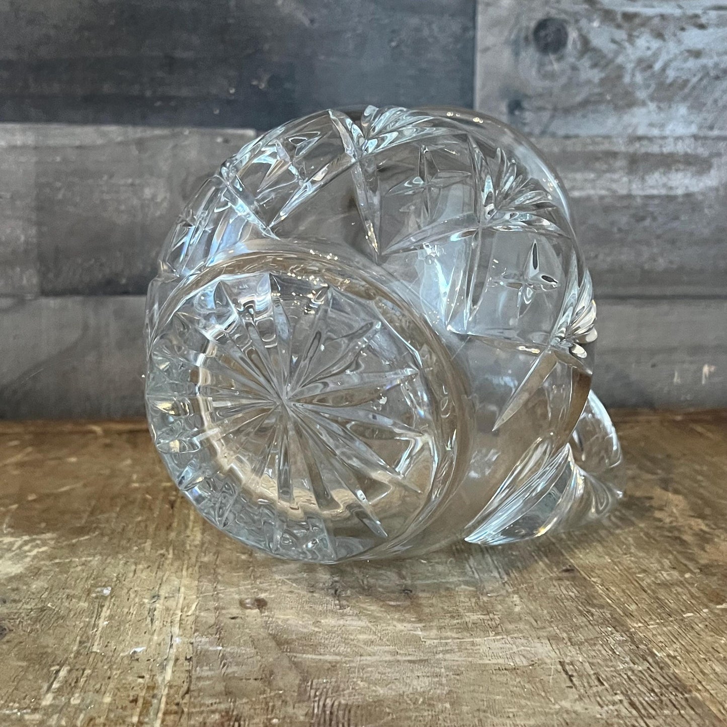 Vintage Crystal Pineapple Etched Handled Pitcher