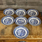 Old Willow English Ironstone by Washington Pottery Straffordshire England Blue and White Small Plates - Set of 7