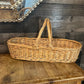 Woven Wicker Rattan Long Handled Basket - Flower Trug - Bread Basket