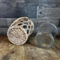 Wicker Rattan Handled Basket Clear Glass Vase