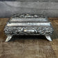 Vintage Rectangular Hinged Lidded Footed Trinket Box - Jewelry Box with Floral Accents