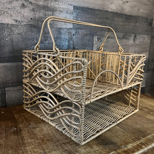 Woven Rattan Picnic Caddy