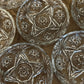 Vintage Set of 6 Crystal Coasters with Wooden Holder