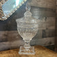 Vintage Shannon by Godinger Brandon Pattern Large Crystal Lidded Pedestal Dish