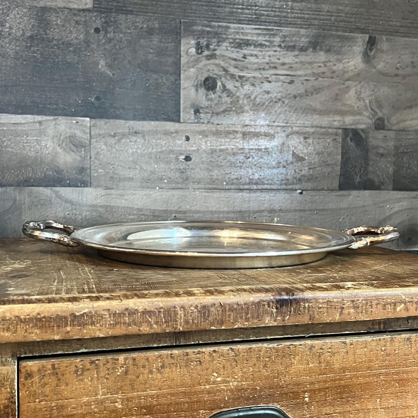 Vintage Sheridan Silverplated Round Handled Tray