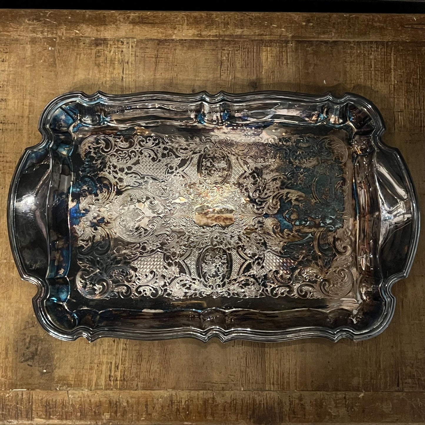 Oneida Silverplated Chippendale Serving Tray