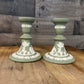 Wedgwood Jasperware Sage Green Candlestick Holders - Pair