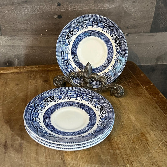 Churchill England Blue Willow Saucers - Blue and White Small Plates