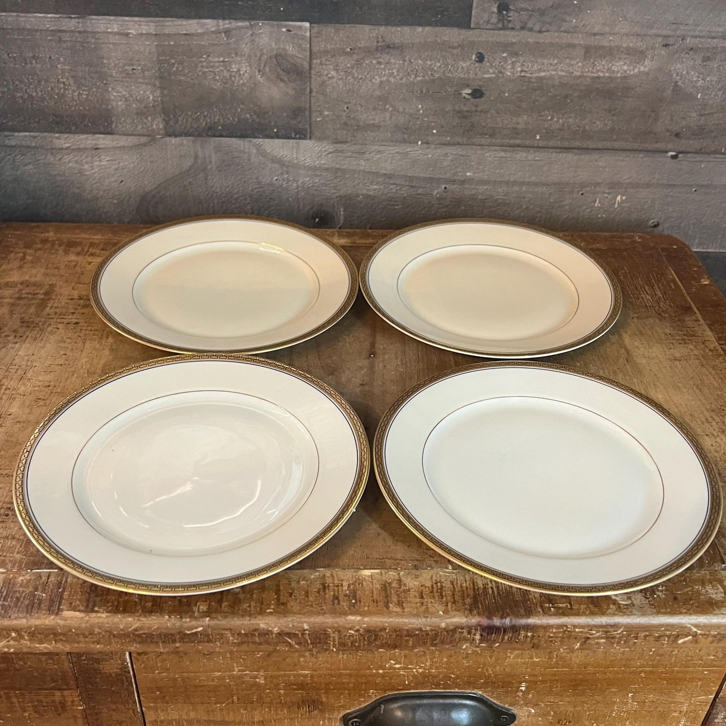Bohemia Royal Ivory Greek Gold Key Rim Small Plates - Set of 4