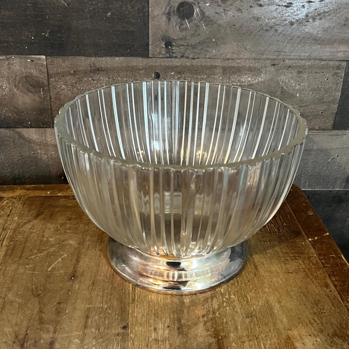 Godinger Crystal Bowl with Silverplated Pedestal Base