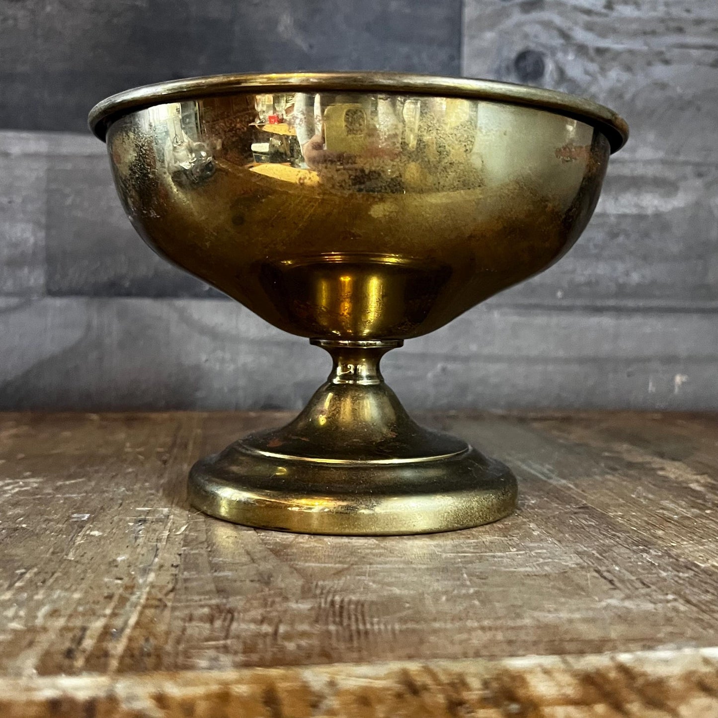 Vintage Brass Compote Pedestal Bowl