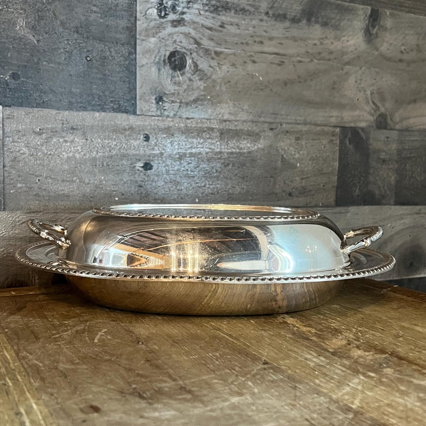 Vintage Crescent Silverplated Oval Lidded Casserole Dish Server