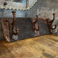 Vintage Aged Wood Heavy Coat Rack - Hallway Rack - Hook Board