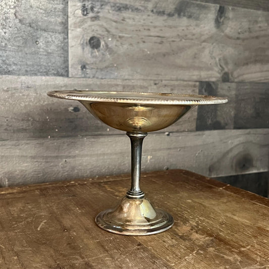 Vintage WM Rogers Silverplated Long Stem Compote Pedestal Shallow Bowl