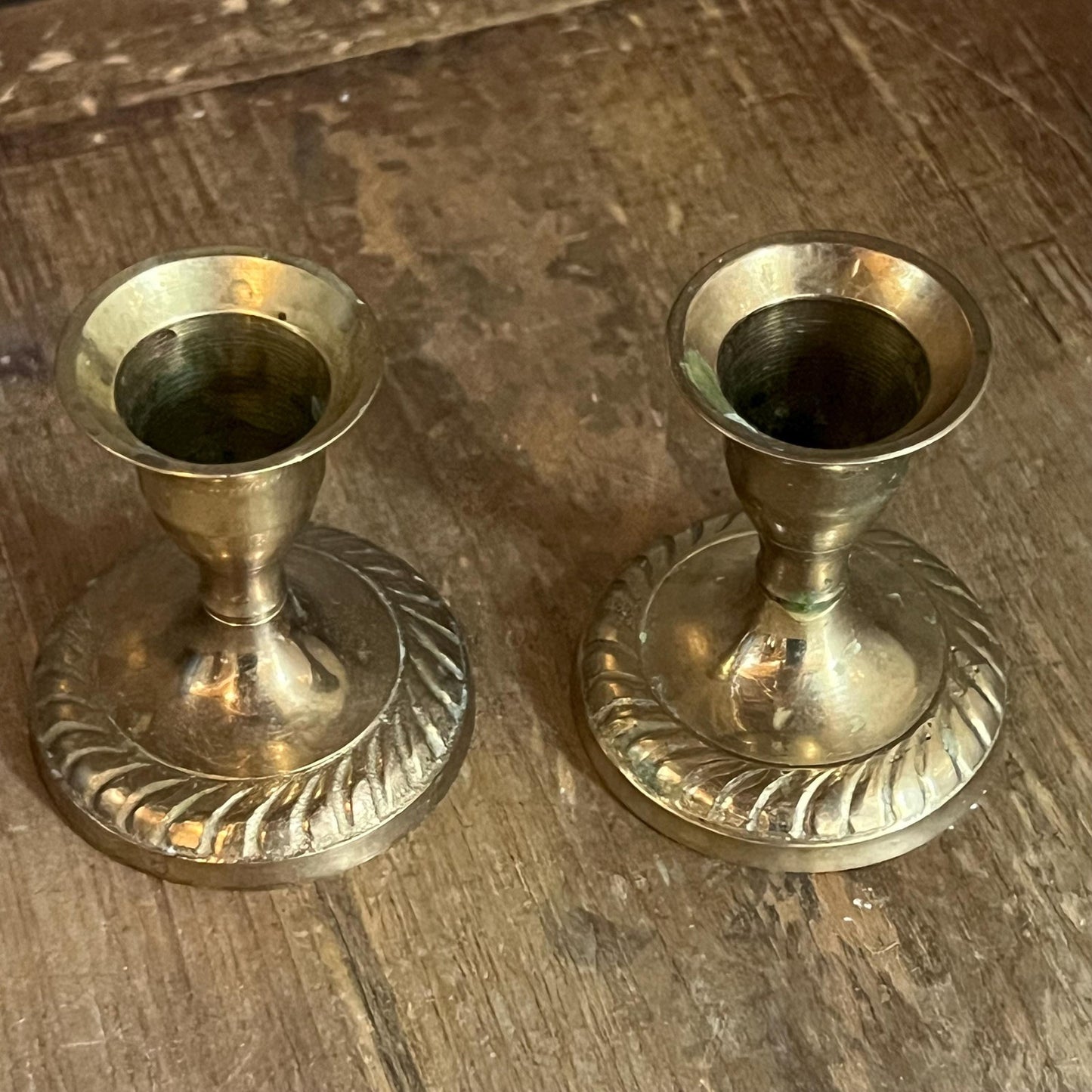 Vintage Pair of Brass Candlestick Holders