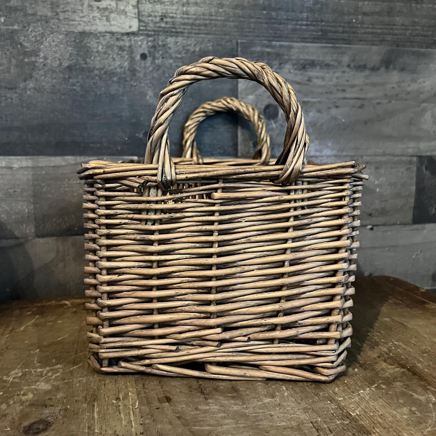 Woven Wicker Double Handle 4 Compartment Basket - Utensil Caddy - Picnic Caddy