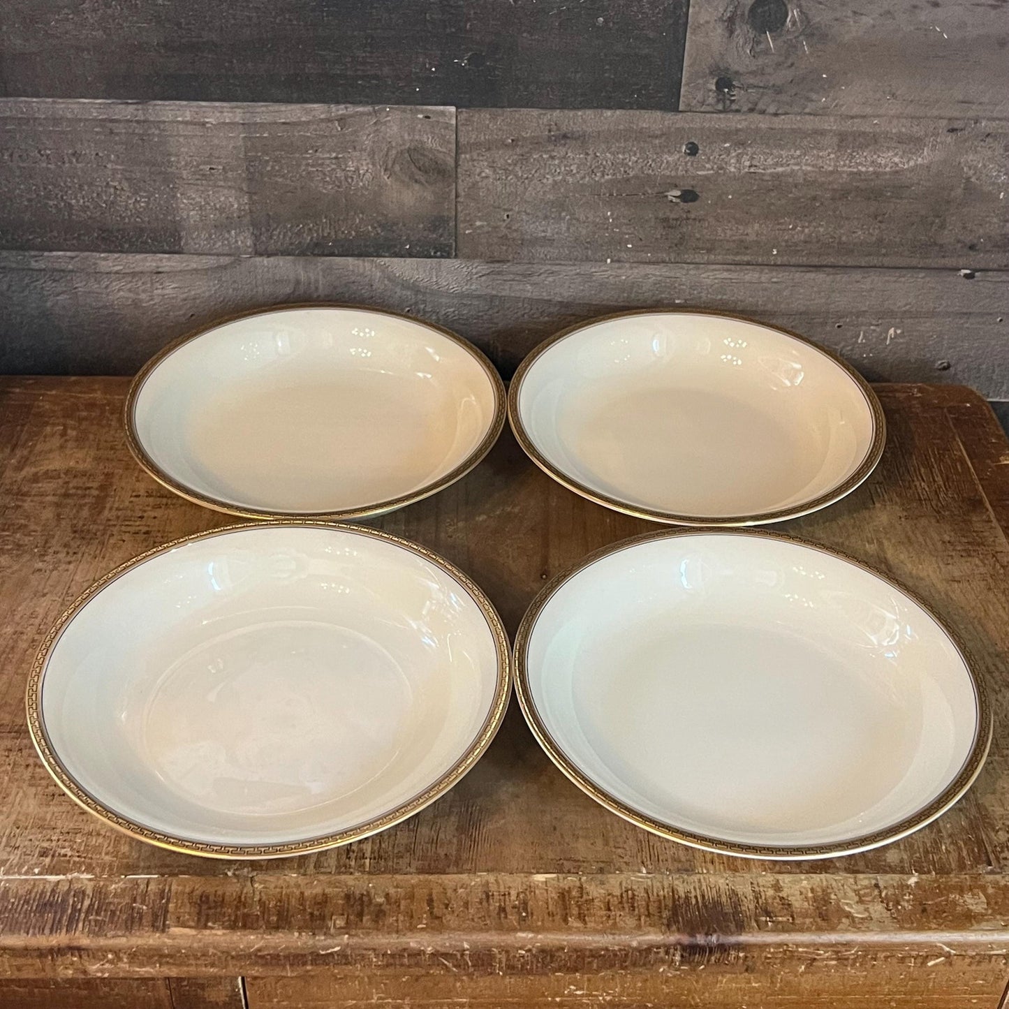 Bohemia Royal Ivory Greek Gold Key Rim Soup Coupe Bowls - Set of 4