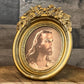 Vintage Gold Oval Bow Picture Frame with Portrait of Jesus