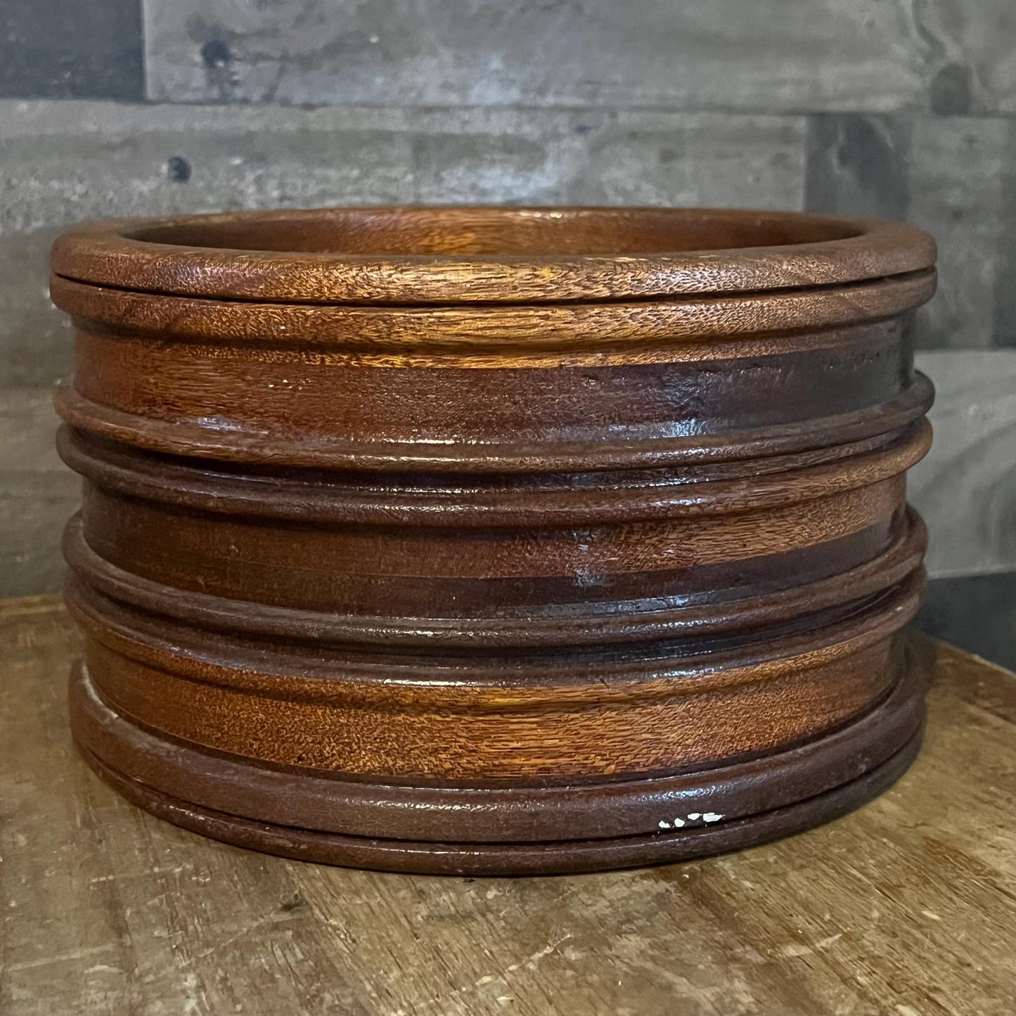 Vintage Wooden Round Bowl