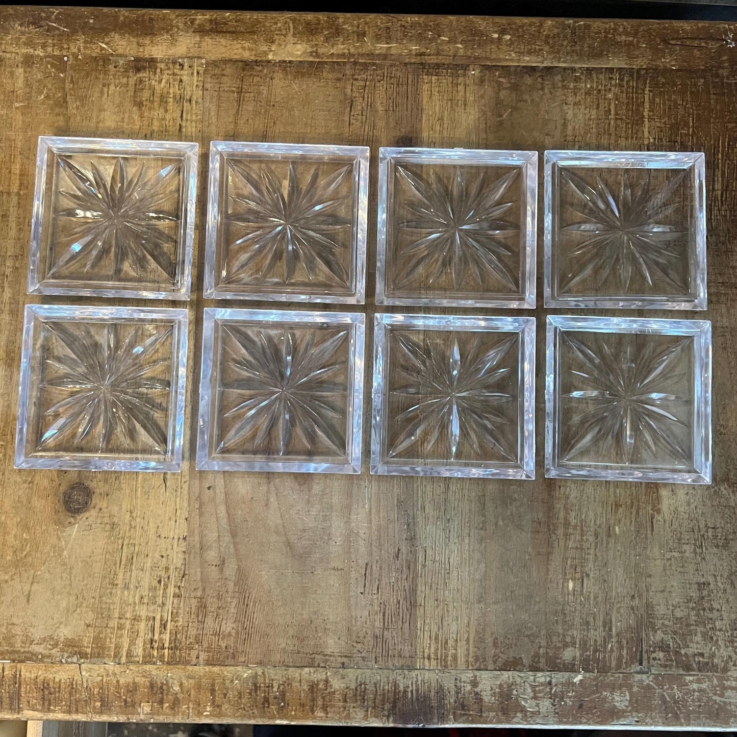 Vintage Colony Clear Starburst Duracite Coasters and Case - Set of 8 Coasters