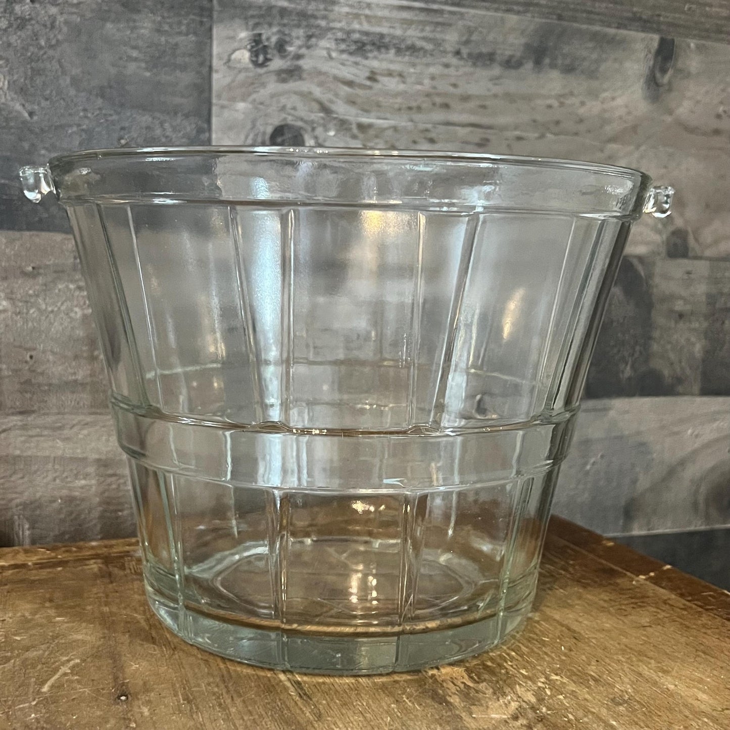 Vintage Anchor Hocking Large Glass Apple Bushel Ice Bucket - Vase - Fruit Basket