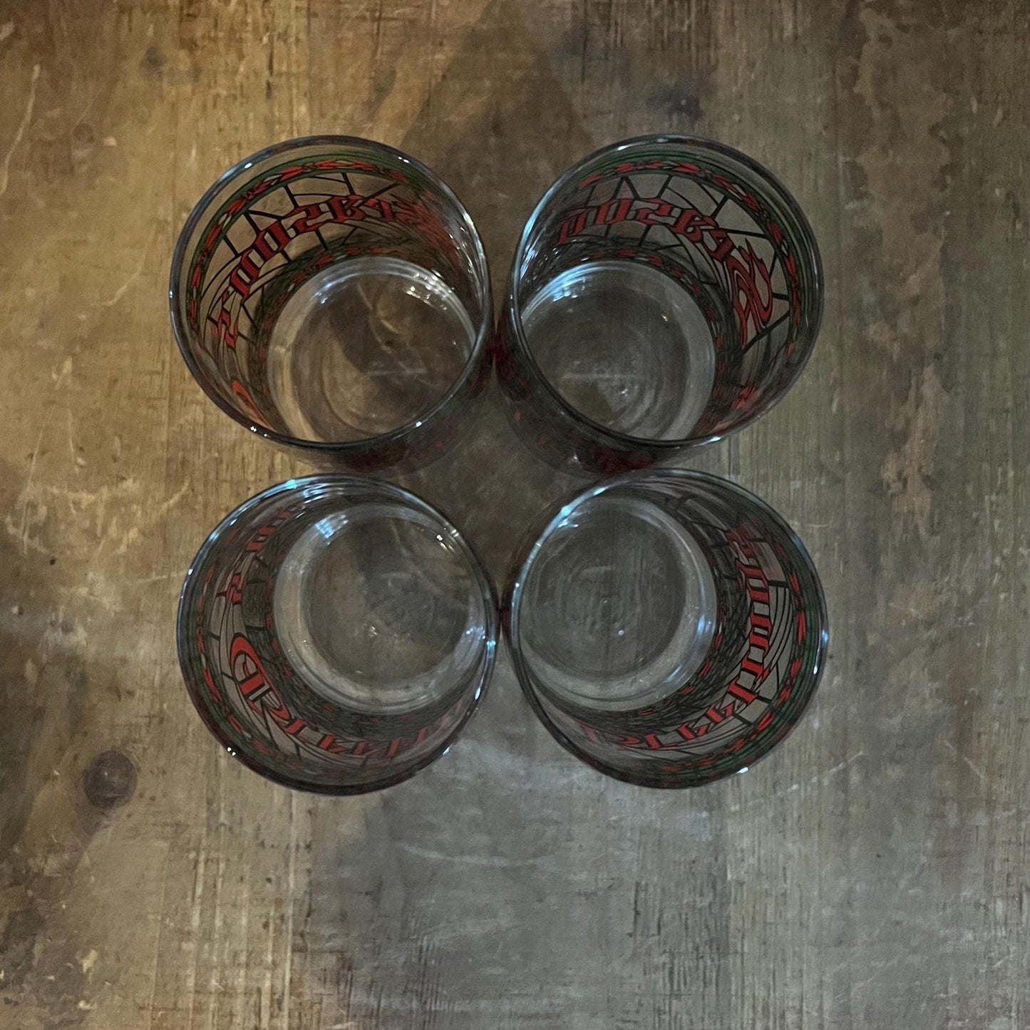 Houze Glass Company Seasons Greetings Tall Juice Glasses - Christmas Holiday Glassware - Set of 4