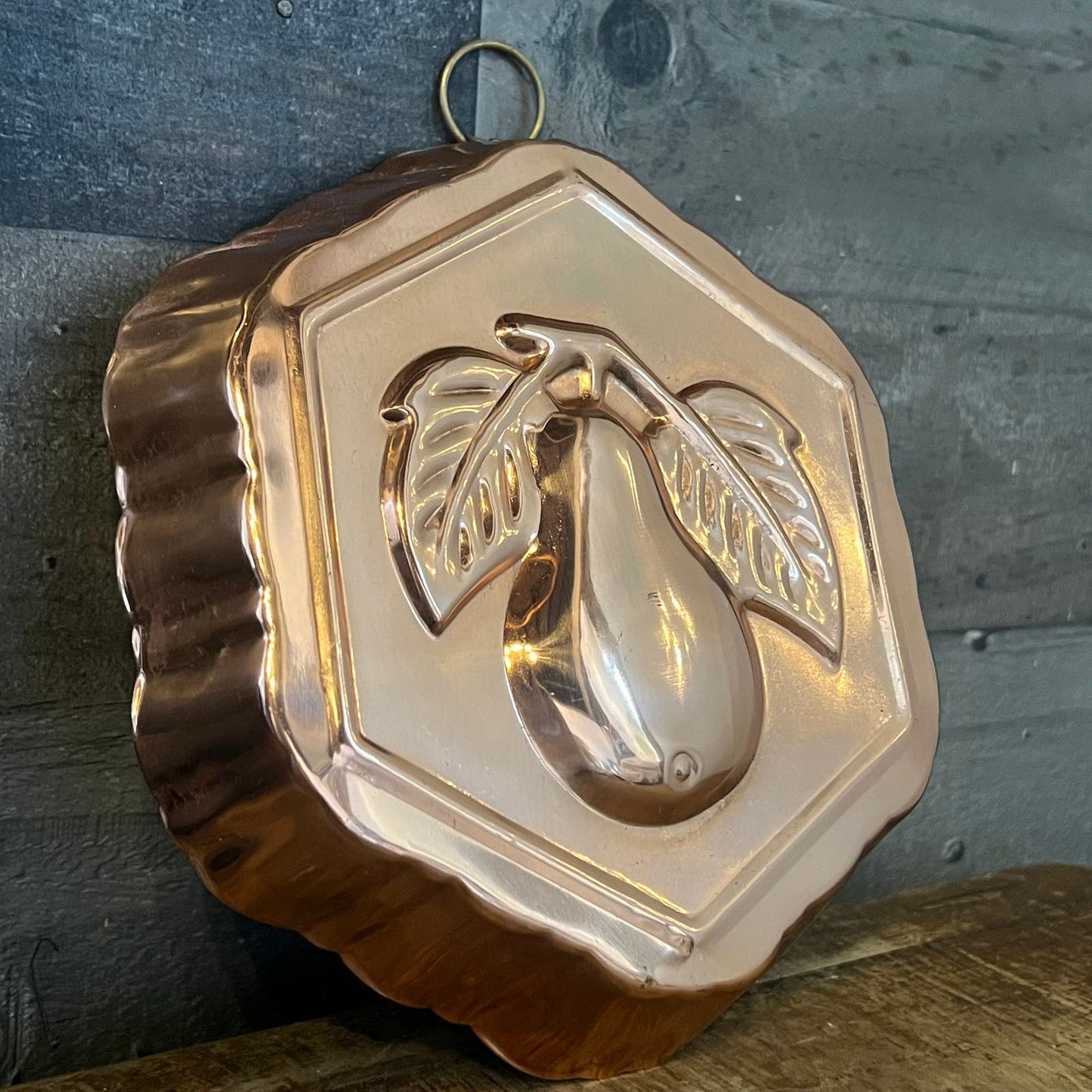 Vintage Copper Pear Motif Hexagon Mold