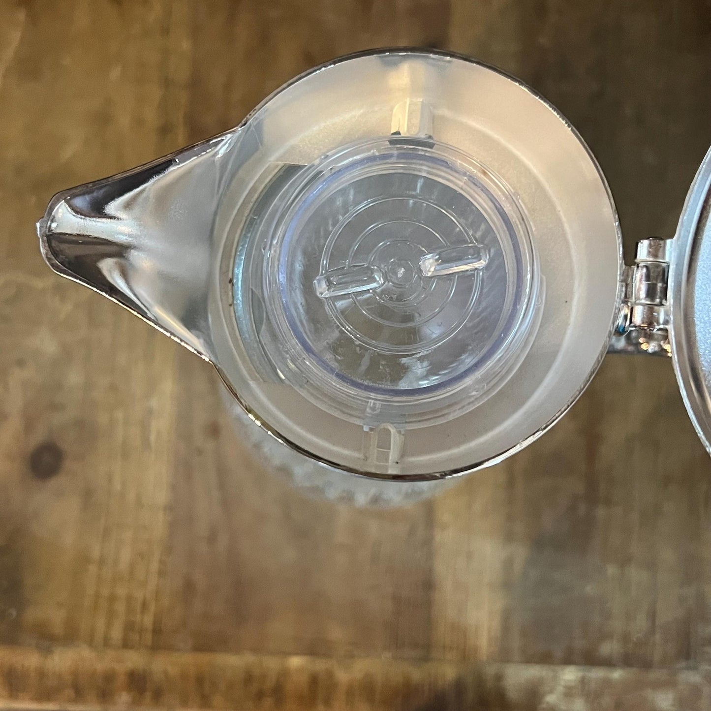 Vintage Crystal Pitcher with Silverplated Handle and Lid with Center Compartment