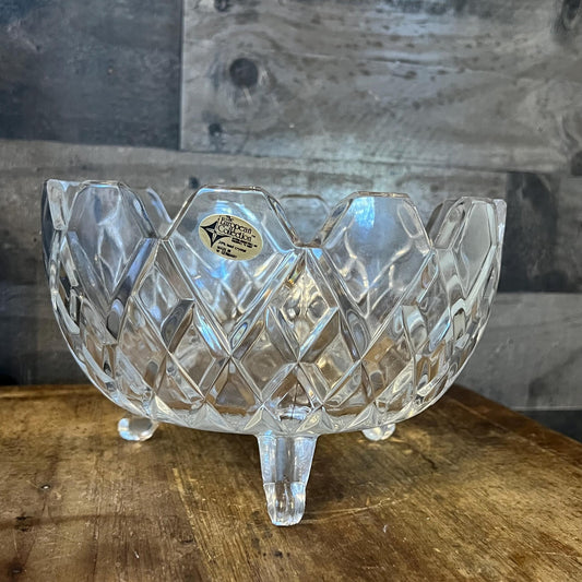 Vintage Triumph Tri Footed Round Crystal Bowl