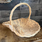 Vintage Blonde Woven Wicker Gathering Basket - Firewood Basket - Flower Basket - Stick Basket