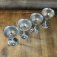 Vintage Set of 4 Art Deco Grapevine Etched Chrome Cocktail Coupes - Cocktail Glasses - Wine Glasses - Goblets - Long Stem Glasses