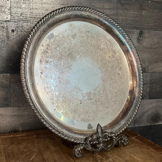 Vintage WM Rogers Round Silverplated Serving Tray