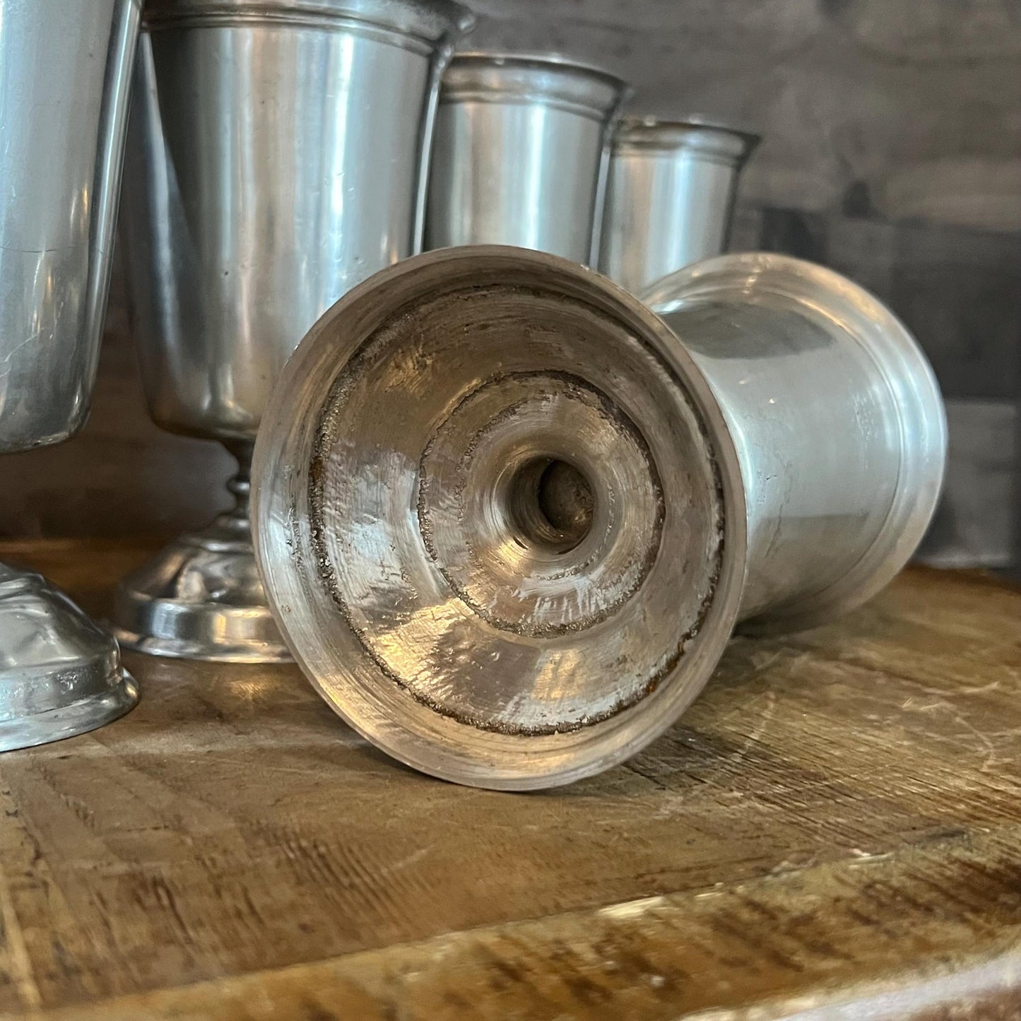 Vintage Pewter Short Stem Goblets - Set of 6