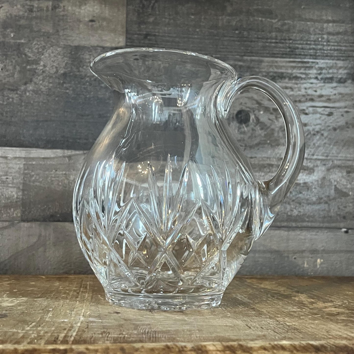 Vintage Crystal Pineapple Etched Handled Pitcher