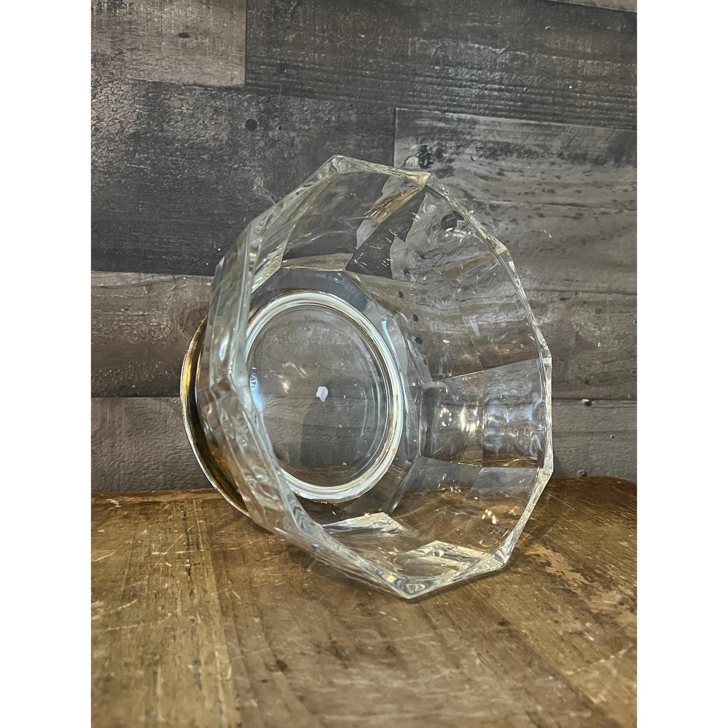 Crystal Glass Bowl with Silverplated Pedestal Base